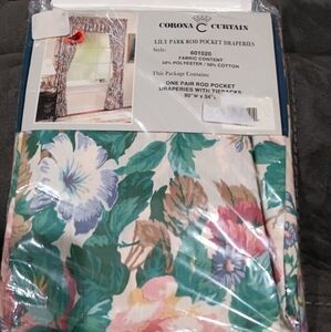 Corona Lily Park Floral Curtains - Pink, Blue, Green